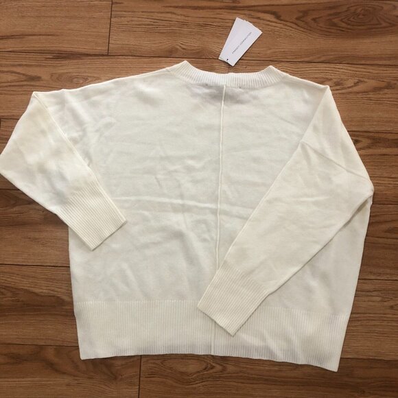French Connection Della Vhari Sweater Women's Large Seam Front Crew Winter White - Picture 5 of 5